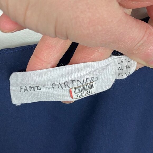 Fame and Partners Blue‎ Satin Gown Bromley Size 10 Bridesmaid Dress Navy Blue - Picture 5 of 12